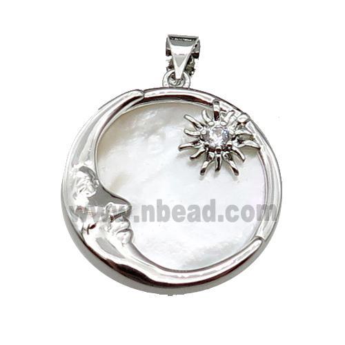 copper Moon pendant pave shell zircon, platinum plated