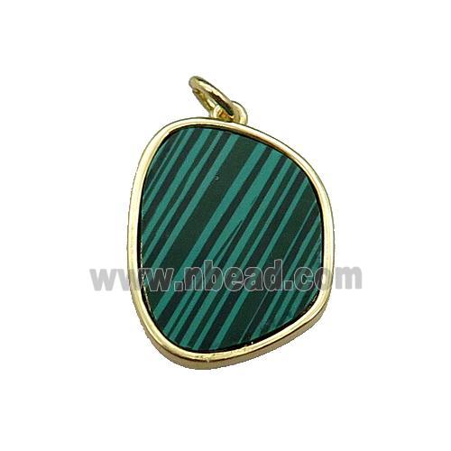 copper pendant pave malachite, gold plated