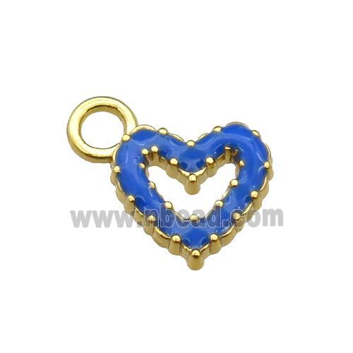 copper Heart pendant with blue enamel, gold plated