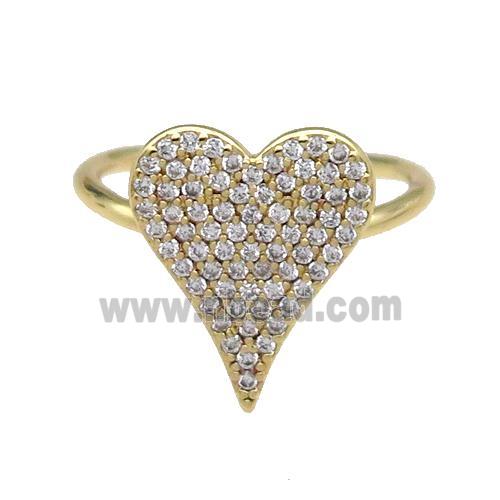 copper Ring pave zircon Heart gold plated