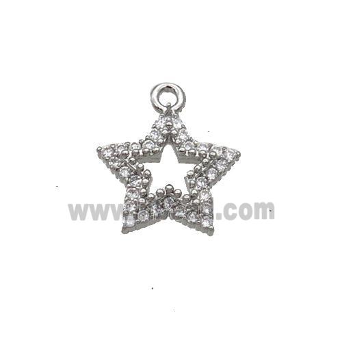 Copper Star Pendant Pave Zircon Platinum Plated