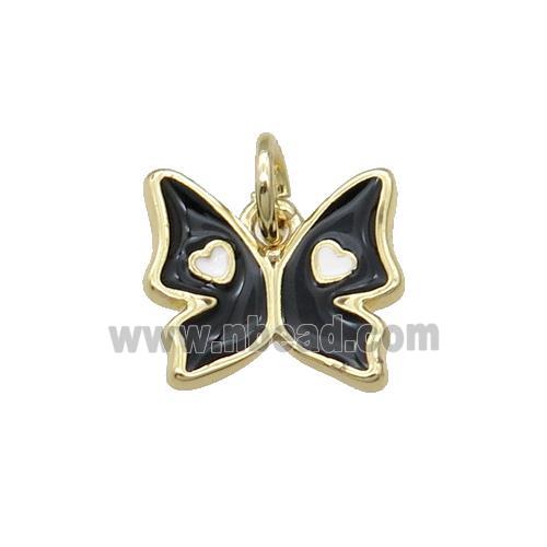 Copper Butterfly Pendant Black Enamel Gold Plated