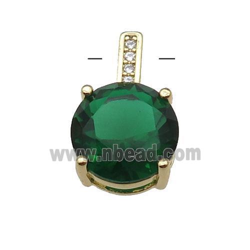 Copper Pendant Pave Green Crystal Diamond Gold Plated