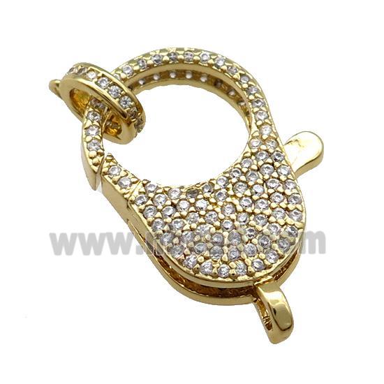 Copper Lobster Clasp Pave Zircon Gold Plated