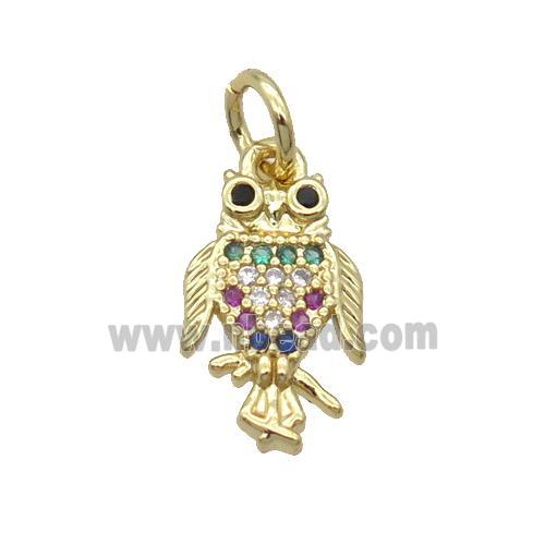 Copper Parrot Pendant Pave Zircon Bird Gold Plated