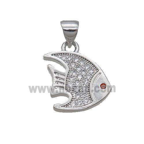 Copper Goldfish Pendant Pave Zircon Platinum Plated