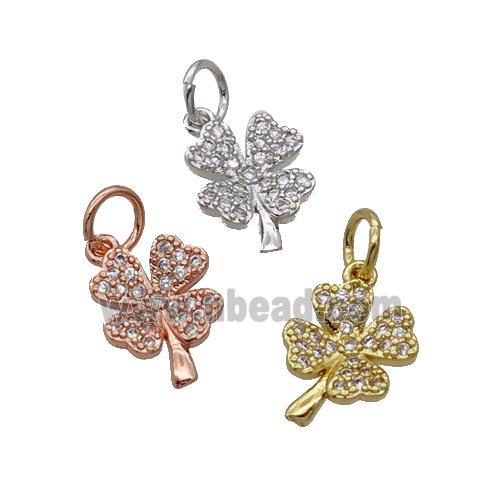 Copper Clover Pendant Pave Zircon Mixed