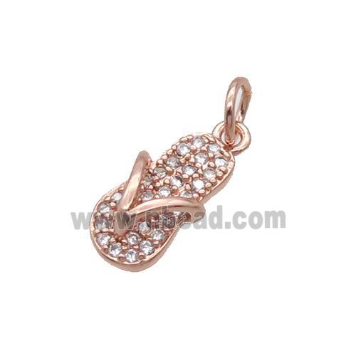 Copper Shoes Pendant Pave Zircon Rose Gold