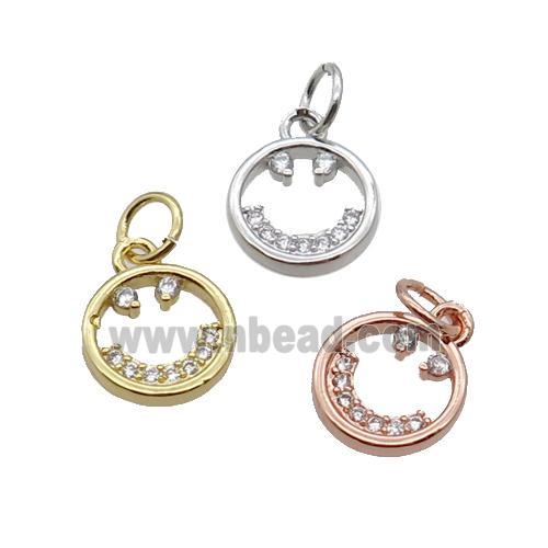Copper Emojiface Pendant Pave Zircon Mixed