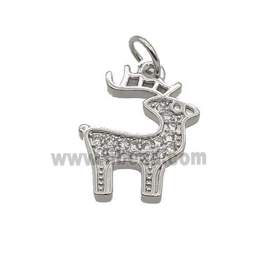 Copper Reindeer Pendant Pave Zircon Christmas Platinum Plated