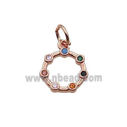 Copper Circle Pendant Pave Zircon Rose Gold