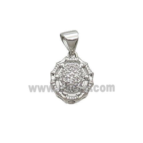 Copper Spider Pendant Pave Zircon Platinum Plated