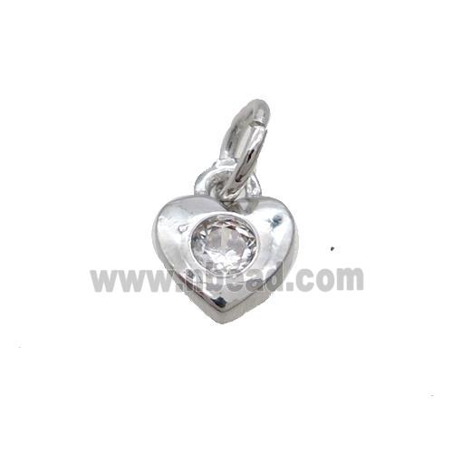 Copper Heart Pendant Pave Zircon Platinum Plated