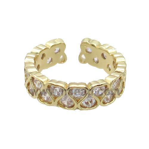 Copper Ring Pave Zircon Gold Plated