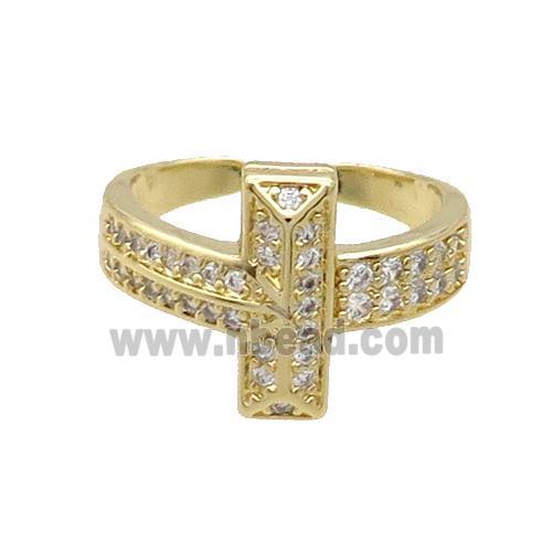 Copper Ring Pave Zircon Gold Plated