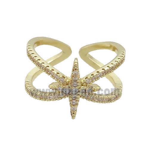 Copper Ring Pave Zircon Gold Plated