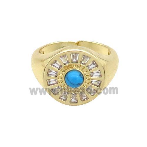 Copper Ring Pave Zircon Gold Plated
