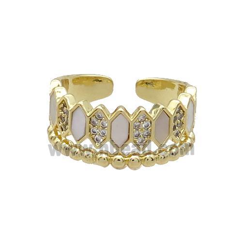 Copper Ring Pave Shell Zircon Gold Plated