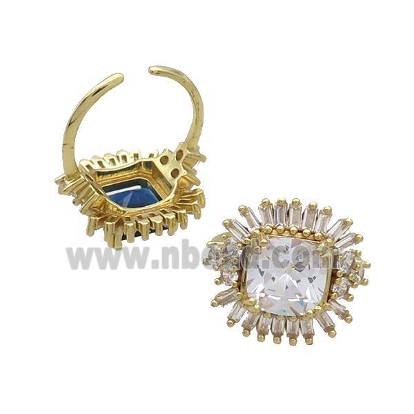 Copper Ring Pave Zircon Clear Crystal Gold Plated