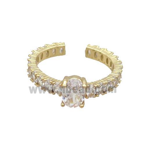Copper Ring Pave Zircon Clear Crystal Gold Plated