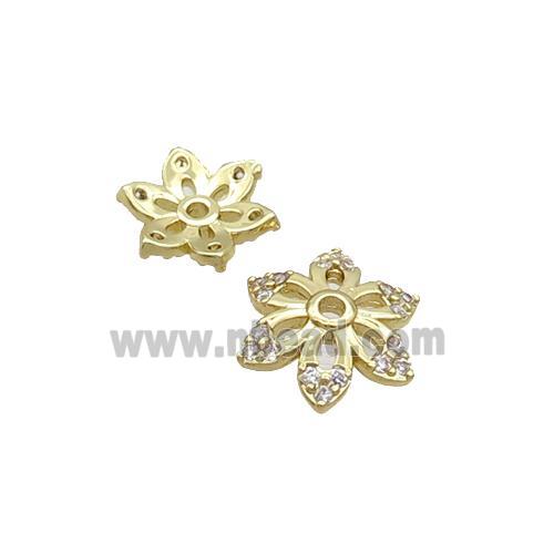 Copper Beadcaps Pave Zircon Gold Plated