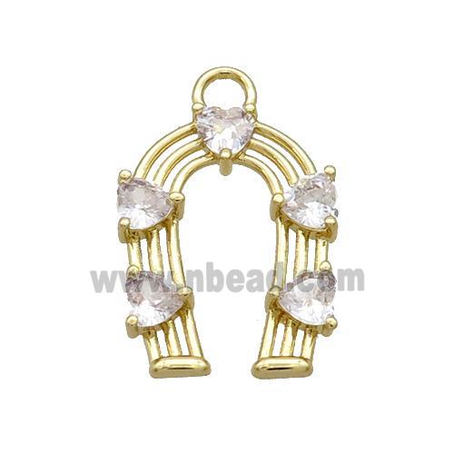Copper HorseShoe Pendant Pave Crystal Glass Gold Plated