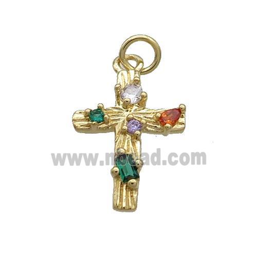 Copper Cross Pendant Pave Zircon Gold Plated