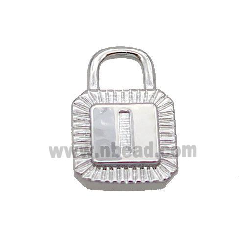 Copper Lock Pendant I-Letter Platinum Plated