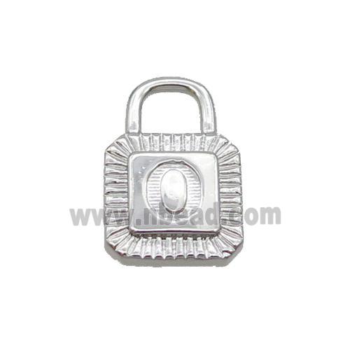 Copper Lock Pendant O-Letter Platinum Plated