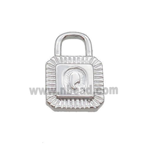 Copper Lock Pendant Q-Letter Platinum Plated