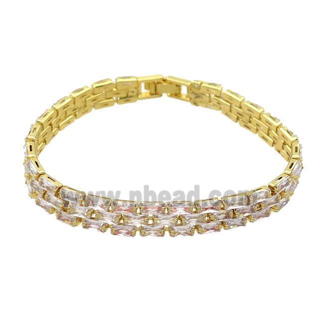 Copper Bracelet Pave Zircon Gold PLated