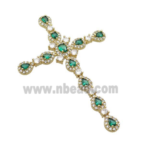 copper cross pendant pave zircon, gold plated