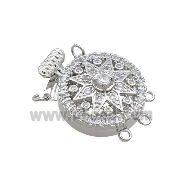 Copper Slide Clasp Pave Zircon Platinum Plated