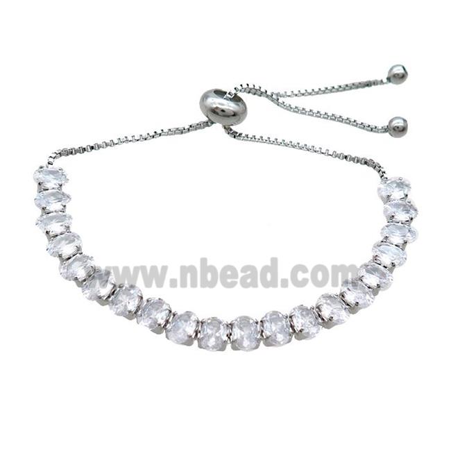 Copper Bracelet Pave Crystal Glass Adjustable Platinum Plated