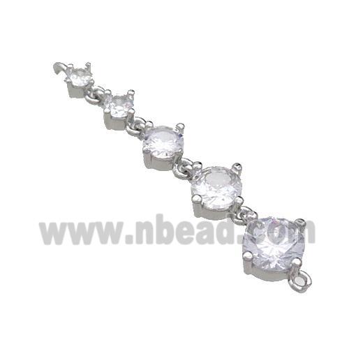 Copper Stick Connector Pave Crystal Glass Platinum Plated