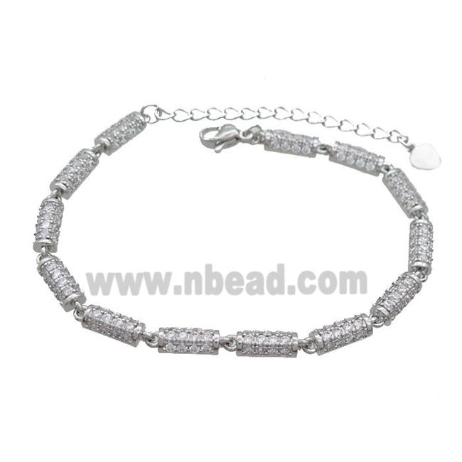 Copper Bracelet Pave Zircon Platinum Plated