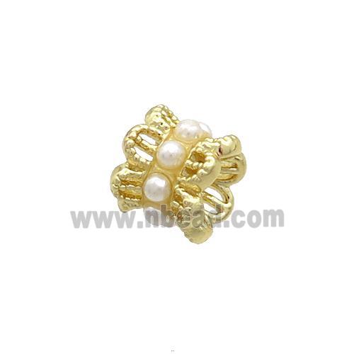 Copper Capbeads Pave Pearlized Plastic Double Gold Plated