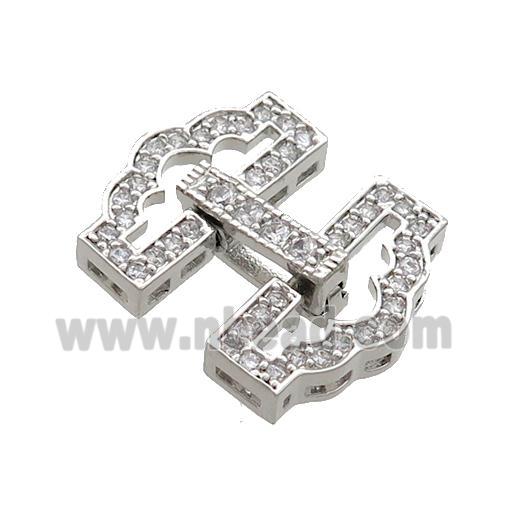 Copper Clasp Pave Zircon Platinum Plated