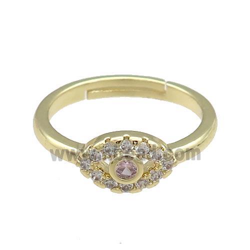 Copper Rings Pave Zircon Eye Adjustable Gold Plated