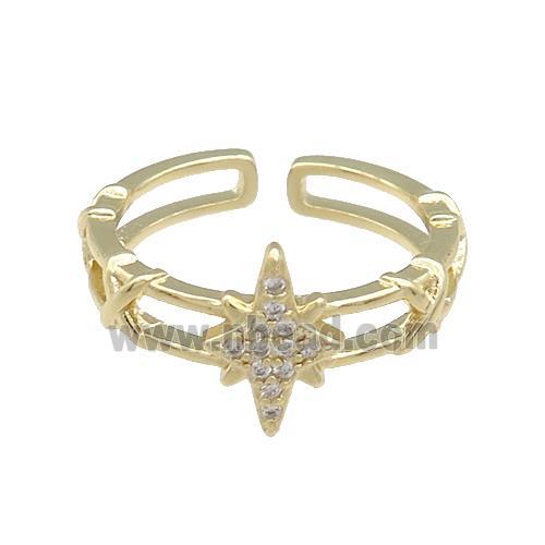 Copper Rings Pave Zircon Northstar Gold Plated