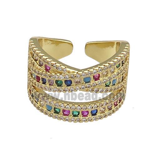 Copper Rings Pave Zircon Gold Plated