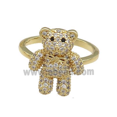 Copper Bear Rings Pave Zircon Gold Plated