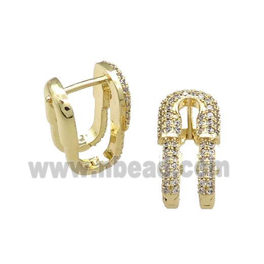 Copper Latchback Earrings Pave Zircon Gold Plated