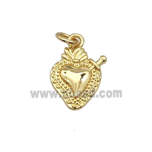 Sacred Heart Charms Copper Pendant Gold Plated