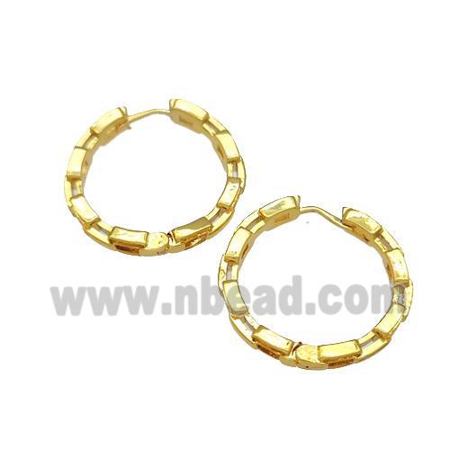 Copper Hoop Earrings Micro Pave Zirconia Gold Plated