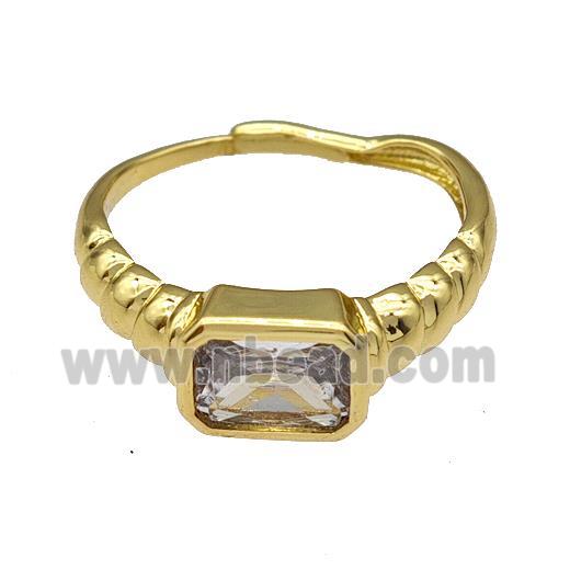 Copper Rings Micro Pave Zirconia Adjustable Gold Plated