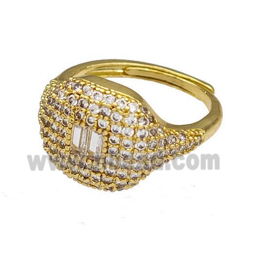 Copper Rings Micro Pave Zirconia Adjustable Gold Plated
