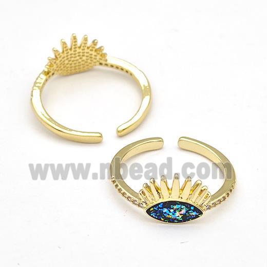 Copper Rings Pave Fire Opal Zirconia Eye 18K Gold Plated