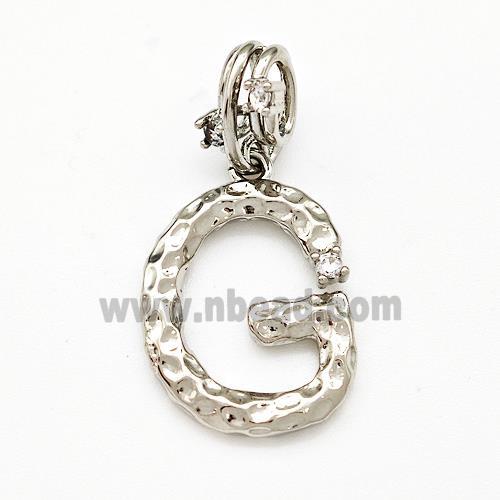 Copper Letter-G Pendant Pave Zircon Platinum Plated