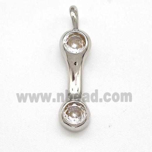 Copper Letter-I Pendant Pave Zircon Platinum Plated